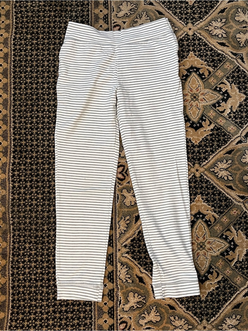 1989 Place Gray & White Striped Leggings Girls Size 10/12
